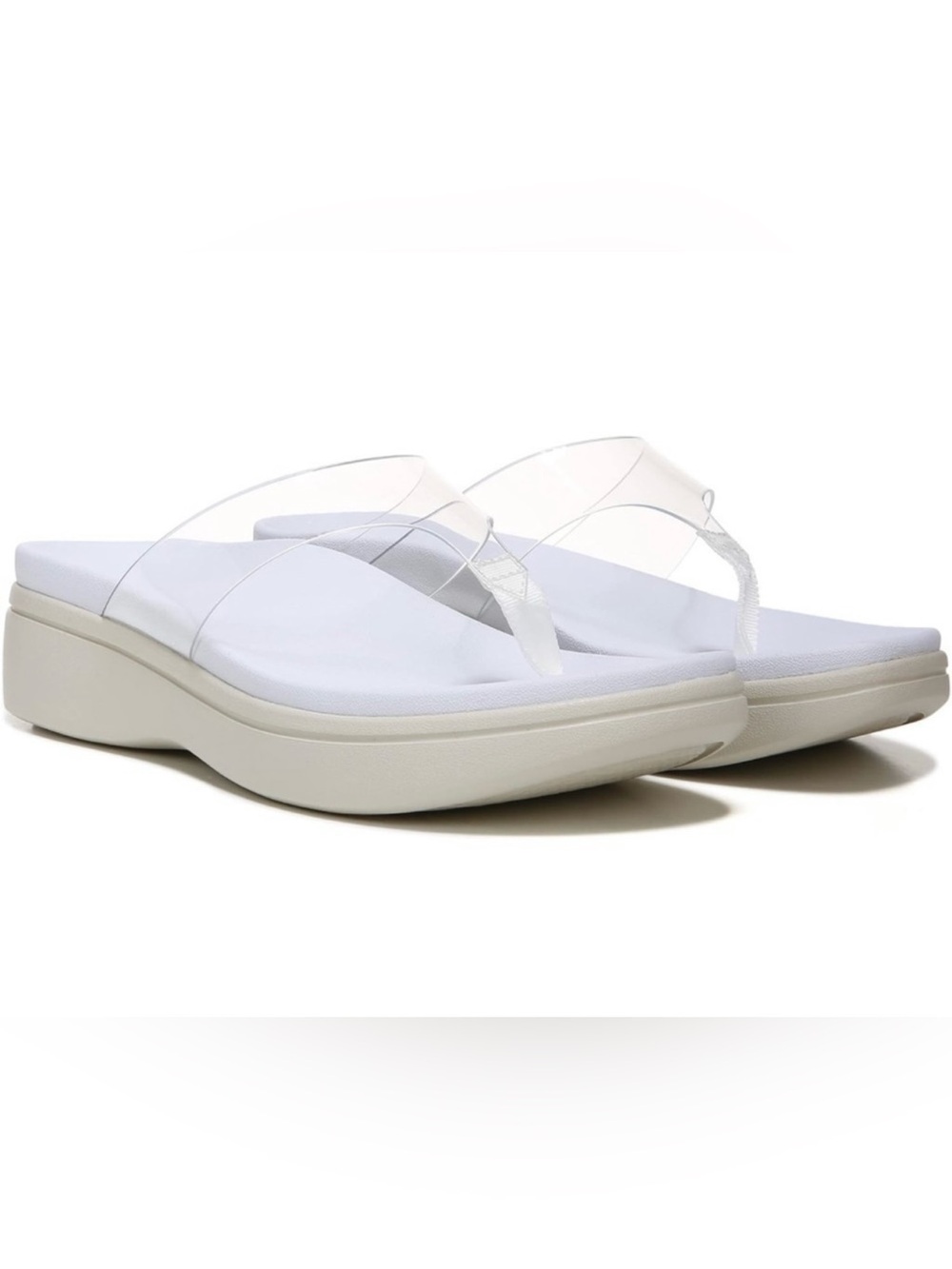 VIONIC Sunrise Luminous Platform Flip Flops Sandals Shoes Thongs White Wedge EVA